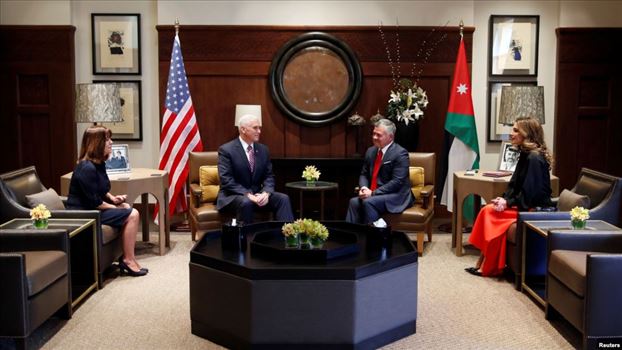 معاون رئیس جمهوری آمریکا به اردن سفر کرد؛ دیدار مایک پنس با پادشاه اردن