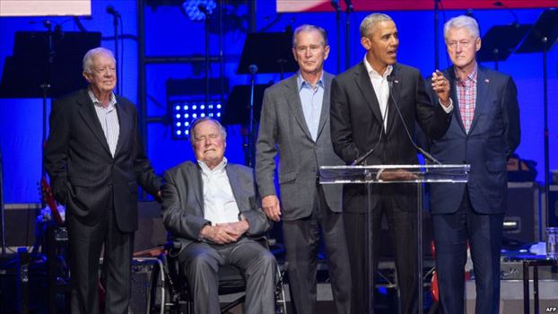حضور پنج رئیس جمهوری سابق آمریکا در کنسرت خیریه حمایت از قربانیان بلایای طبیعی